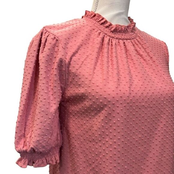 NWT J. Crew Pink Textured Ruffle Puff Sleeve and Neckline Women's Size XXS - Picture 2 of 7